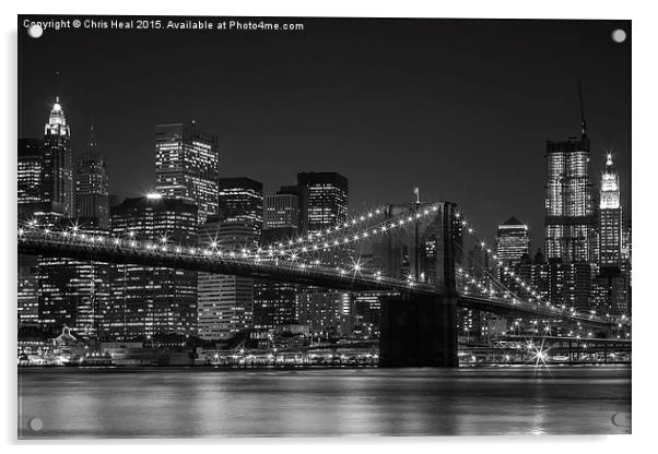  Brooklyn Bridge by Night Acrylic by Chris Heal