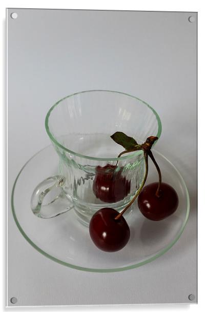  three cherries Acrylic by Marinela Feier