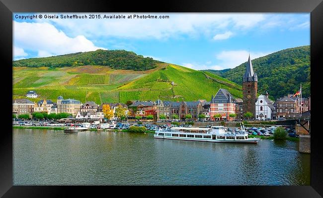  View of Bernkastel on Moselle Framed Print by Gisela Scheffbuch