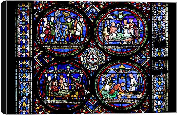   Stained Glass in Canterbury Cathedral Canvas Print by Carole-Anne Fooks