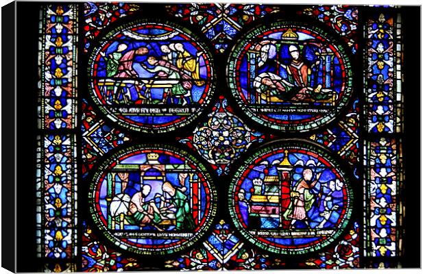   Stained Glass in Canterbury Cathedral Canvas Print by Carole-Anne Fooks