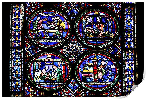   Stained Glass in Canterbury Cathedral Print by Carole-Anne Fooks