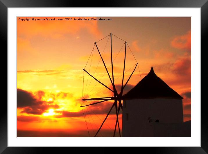  Oia windmill at sunset Framed Mounted Print by yvonne & paul carroll