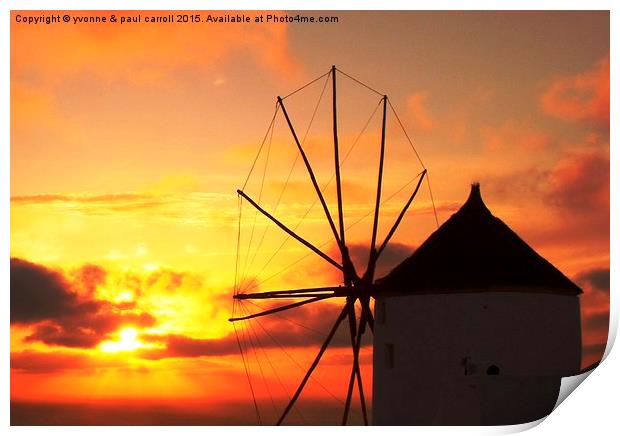  Oia windmill at sunset Print by yvonne & paul carroll