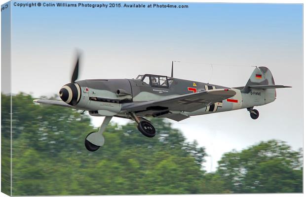 Messerschmitt bf 109g Red 7 Takes off Canvas Print by Colin Williams Photography