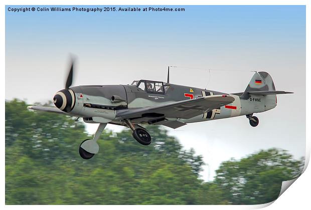  Messerschmitt bf 109g Red 7 Takes off Print by Colin Williams Photography