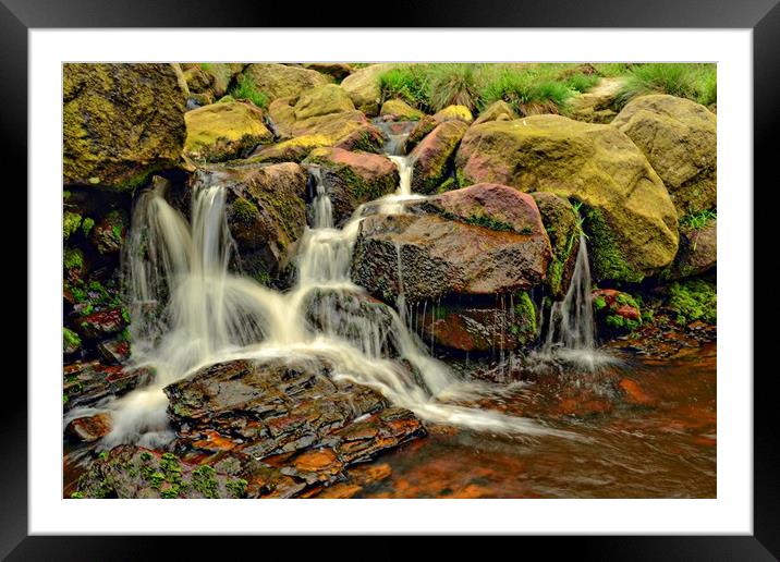  Birchen Clough Waterfall Framed Mounted Print by Andy Smith
