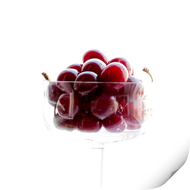 a glass of cherries Print by Adrian Bud