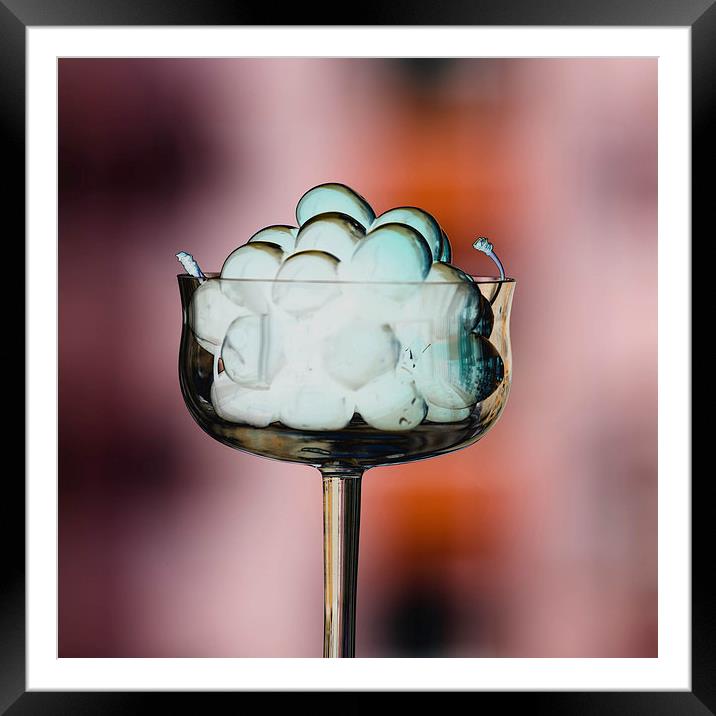 a glass of cherries icecream Framed Mounted Print by Adrian Bud
