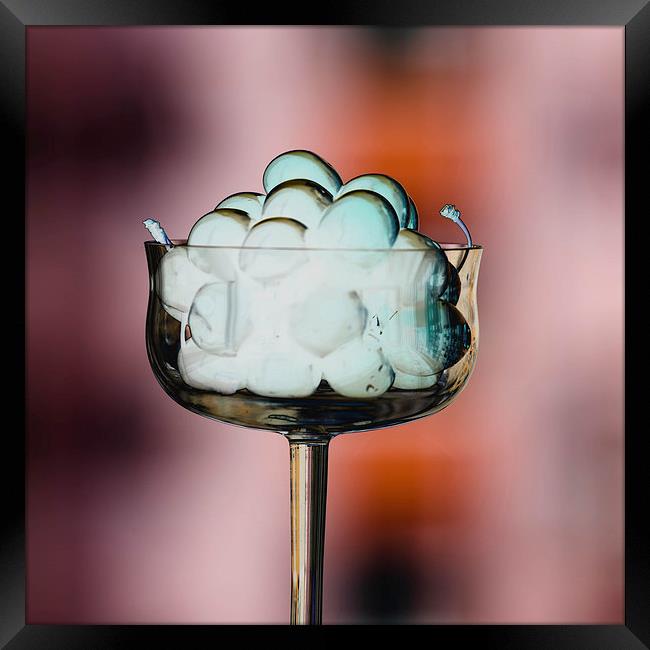 a glass of cherries icecream Framed Print by Adrian Bud
