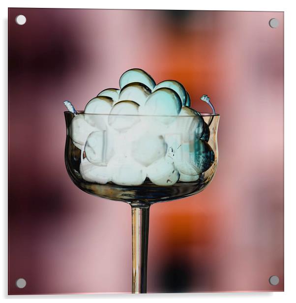 a glass of cherries icecream Acrylic by Adrian Bud