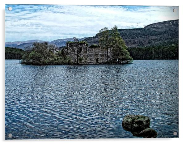 Loch an Eilein Castle Ruin Acrylic by Tom Gomez