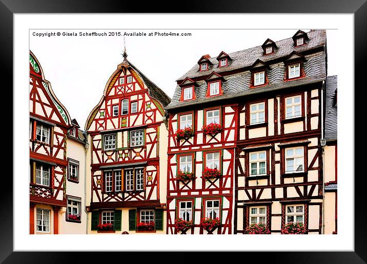  Timber-framed Houses at the Market Square of Bern Framed Mounted Print by Gisela Scheffbuch
