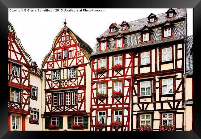  Timber-framed Houses at the Market Square of Bern Framed Print by Gisela Scheffbuch