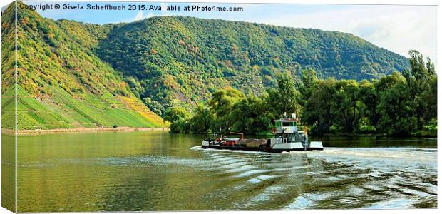  The Moselle in front of the Calmont Canvas Print by Gisela Scheffbuch