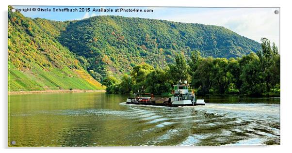  The Moselle in front of the Calmont Acrylic by Gisela Scheffbuch