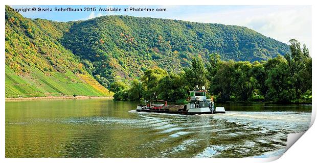  The Moselle in front of the Calmont Print by Gisela Scheffbuch