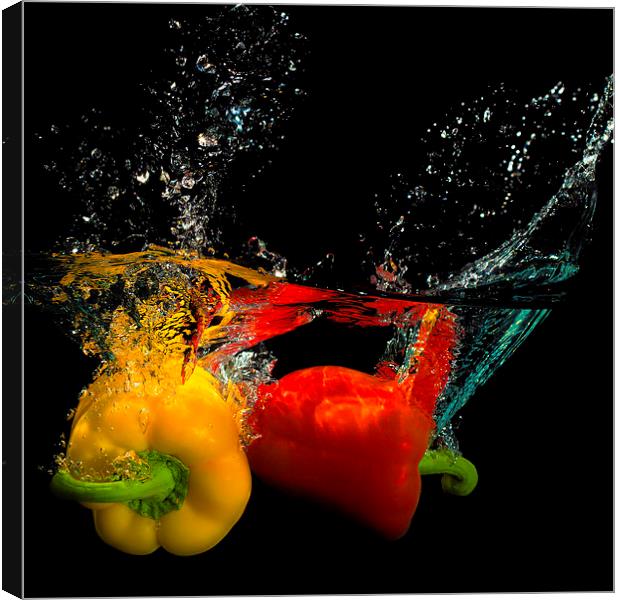  Splashing Peppers! Canvas Print by Robert Bradshaw
