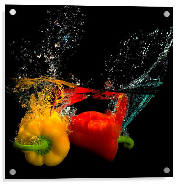  Splashing Peppers! Acrylic by Robert Bradshaw