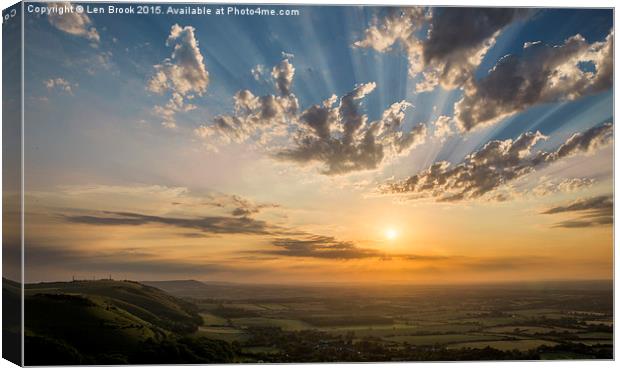 Devil's Dyke Sunset over Sussex and South Downs Canvas Print by Len Brook