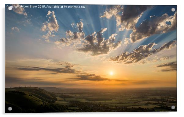 Devil's Dyke Sunset over Sussex and South Downs Acrylic by Len Brook