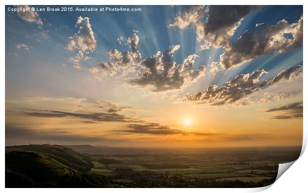 Devil's Dyke Sunset over Sussex and South Downs Print by Len Brook