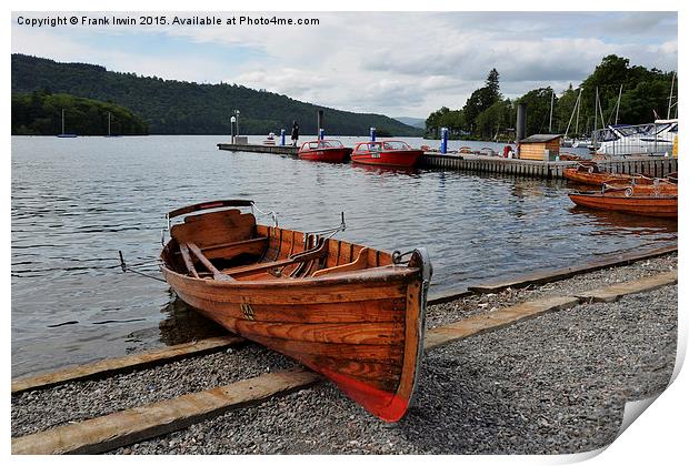  A rowing boat on Windermere Print by Frank Irwin