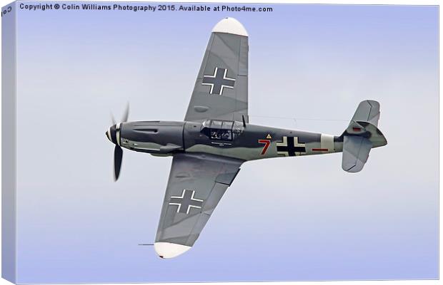   Messerschmitt bf 109g Red 7 Topside Pass Canvas Print by Colin Williams Photography