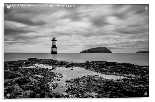  Moody Sky at Penmon Lighthouse mono Acrylic by Pete Lawless