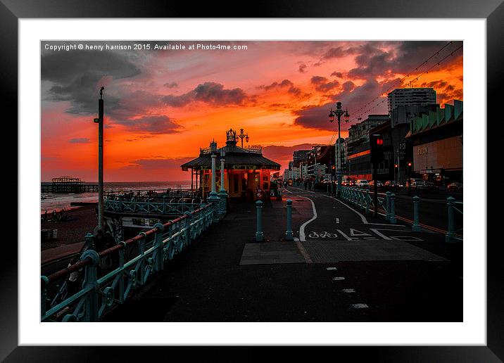  Brighton Prom Sunset Framed Mounted Print by henry harrison