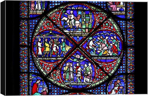   Stained Glass in Canterbury Cathedral Canvas Print by Carole-Anne Fooks