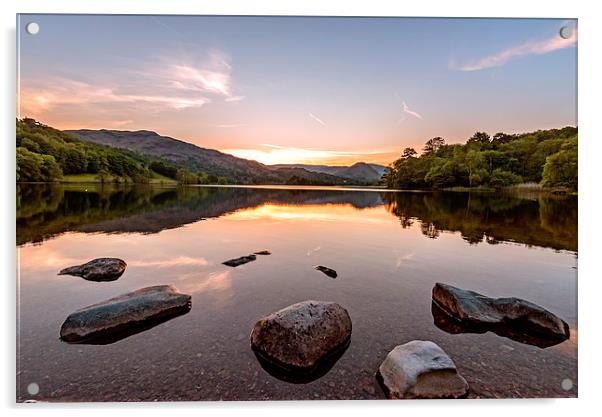  Sunset over Lake Grasmere Acrylic by John Vaughan
