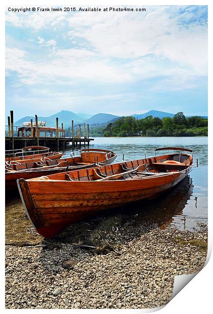  Rowing boats for hire on Derwentwater. Print by Frank Irwin