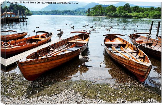  Rowing boats for hire on Derwentwater Canvas Print by Frank Irwin