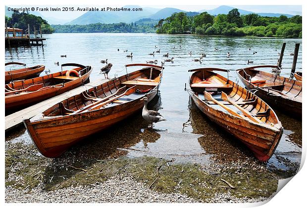  Rowing boats for hire on Derwentwater Print by Frank Irwin