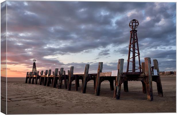  St Annes Old Pier Head At Sunset Canvas Print by Gary Kenyon