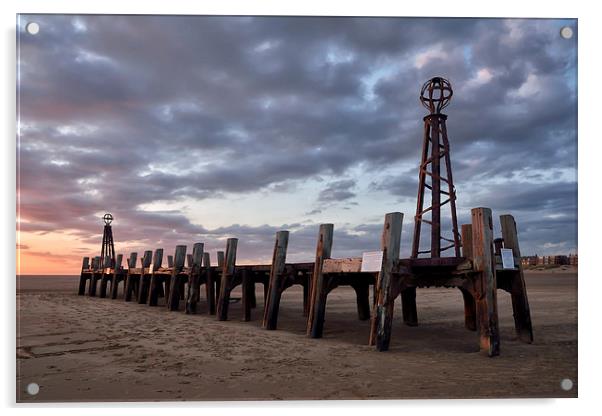  St Annes Old Pier Head At Sunset Acrylic by Gary Kenyon