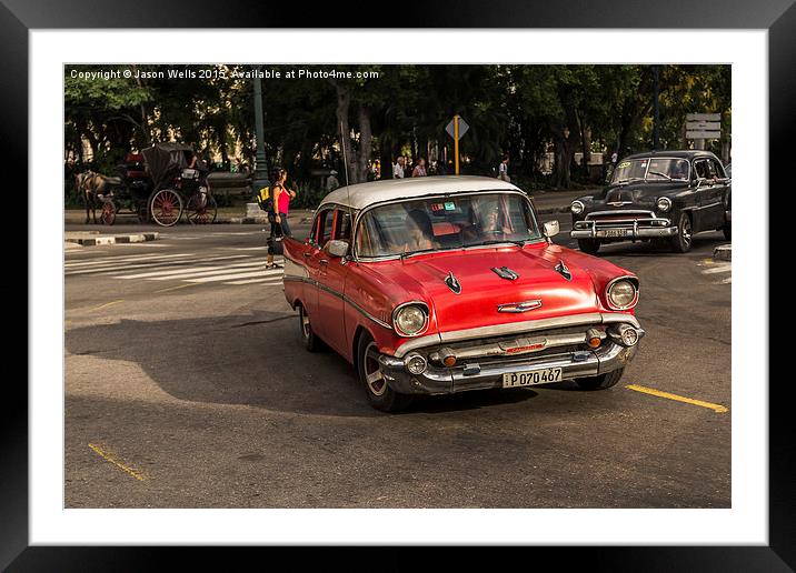 Red Chevrolet in Havana Framed Mounted Print by Jason Wells