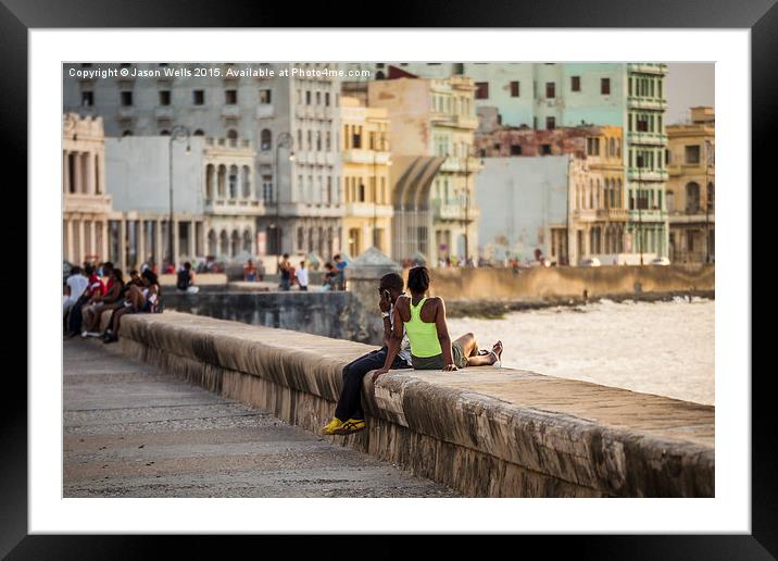 Locals on the seawall Framed Mounted Print by Jason Wells