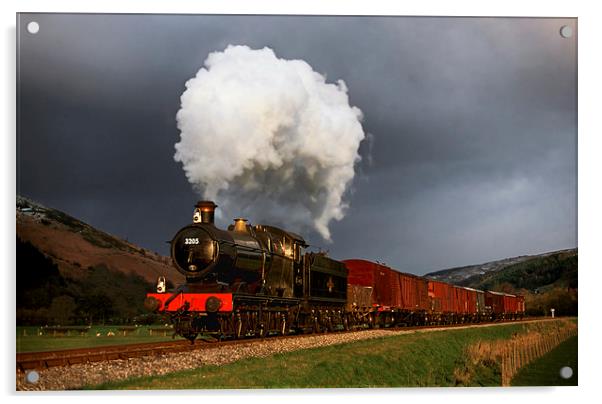  Goods train in the sun as a snowstorm approaches Acrylic by Ian Duffield