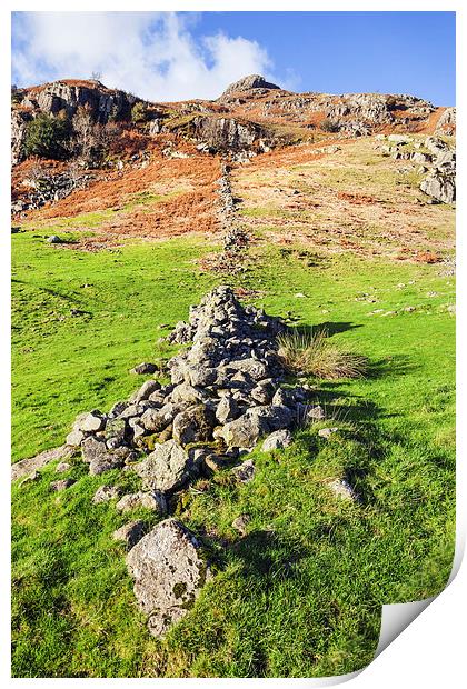 Rocky trail to the Langdale Pikes  Print by Ian Duffield