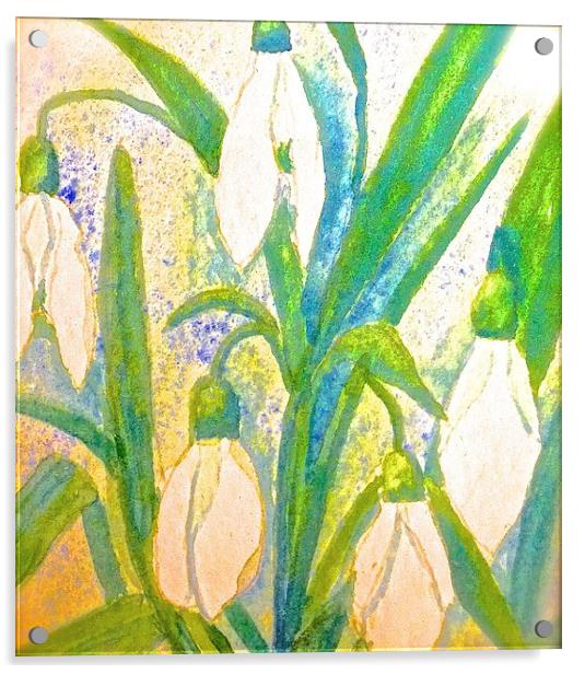  Paint effect of Snow drops  Acrylic by Sue Bottomley