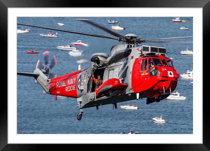  Royal Navy Sea King rescue Helicopter Framed Mounted Print by Oxon Images