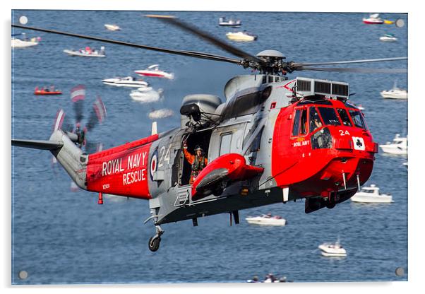  Royal Navy Sea King rescue Helicopter Acrylic by Oxon Images