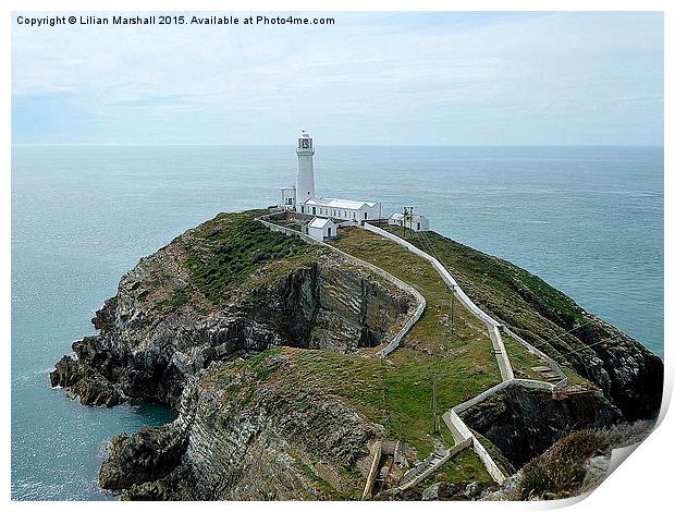  South Stack Lighthouse.  Print by Lilian Marshall