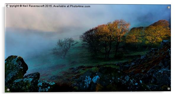  misty morning baslow edge Acrylic by Neil Ravenscroft