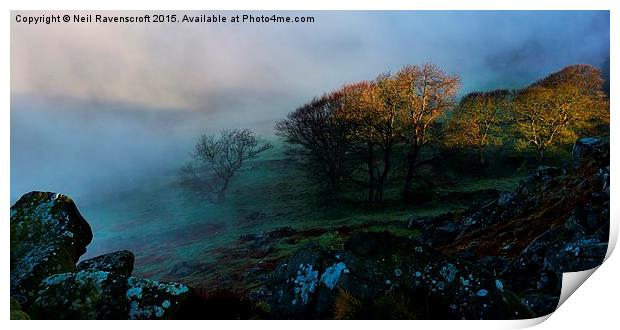  misty morning baslow edge Print by Neil Ravenscroft