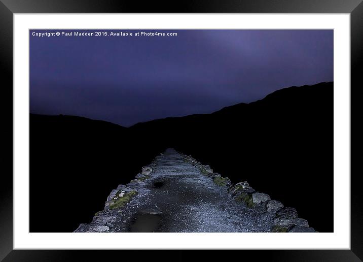 Snowdon Miners Path at midnight Framed Mounted Print by Paul Madden