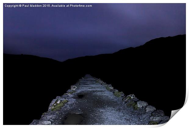 Snowdon Miners Path at midnight Print by Paul Madden