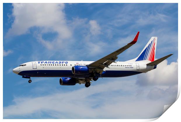 Transaero Airlines Boeing 737 Print by David Pyatt